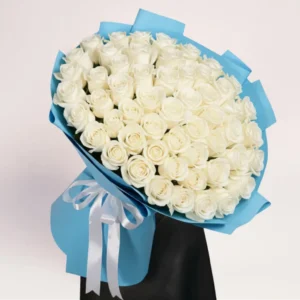 101 белая метровая роза в Алматы