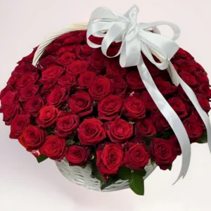 101 красная роза в корзине