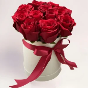 11 красных роз в коробке Алматы