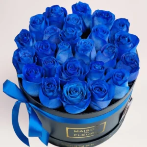 25 синих роз в коробке Алматы