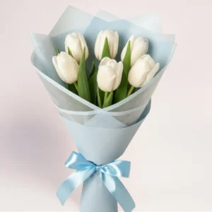 5 белых тюльпанов Алматы