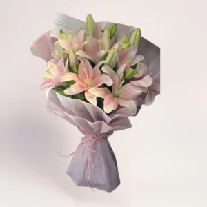 Букет из 5 веток розовой лилии Алматы